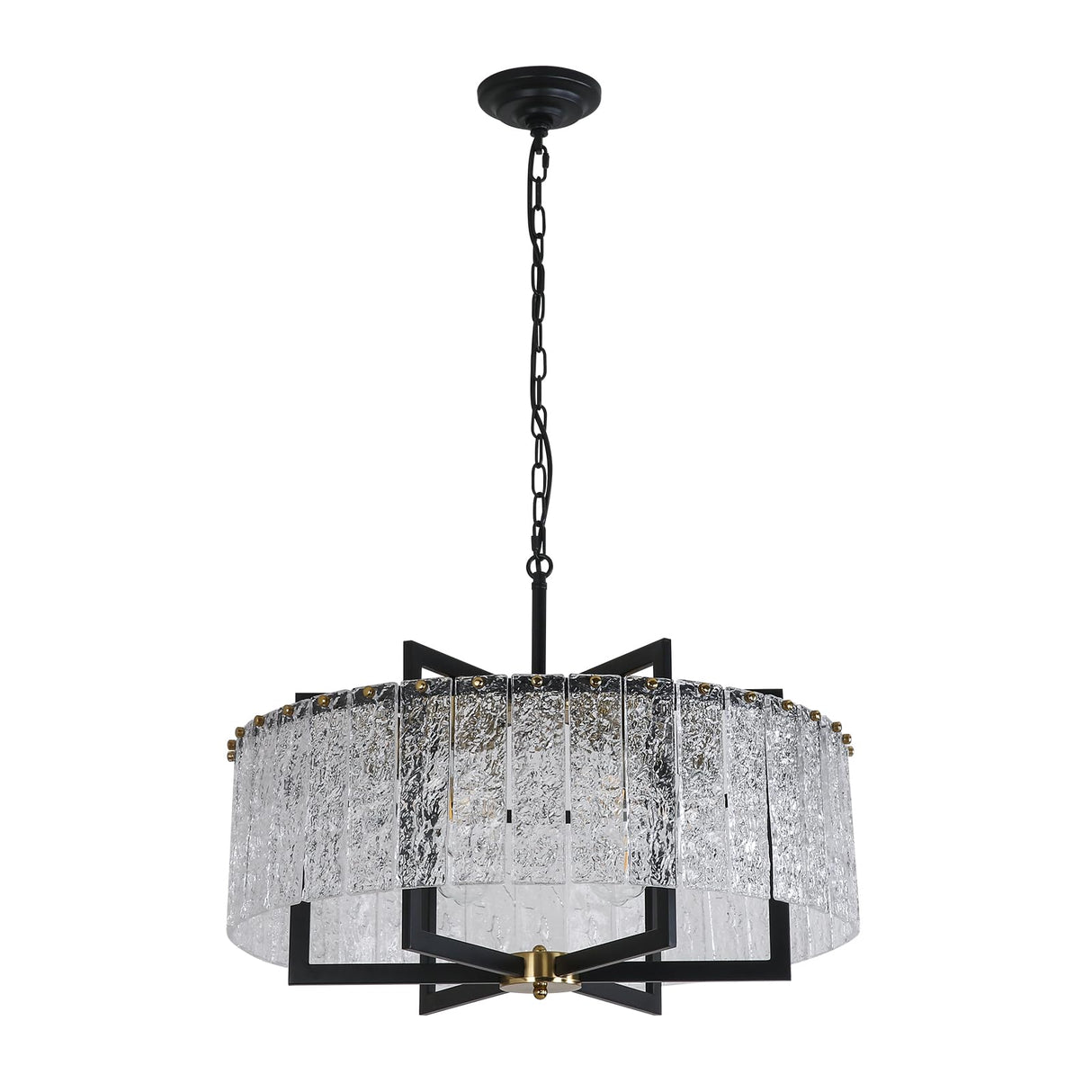 Modern Black Chandeliers,23.6" Crystal Glass Pendant Ceiling Light Fixtures