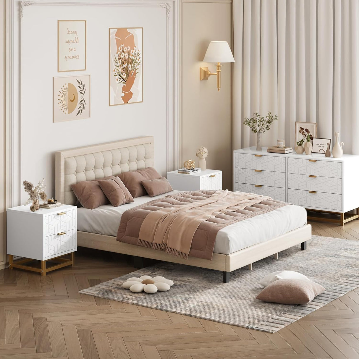 White 6 Drawer Dresser for Bedroom, Chest of Drawers
