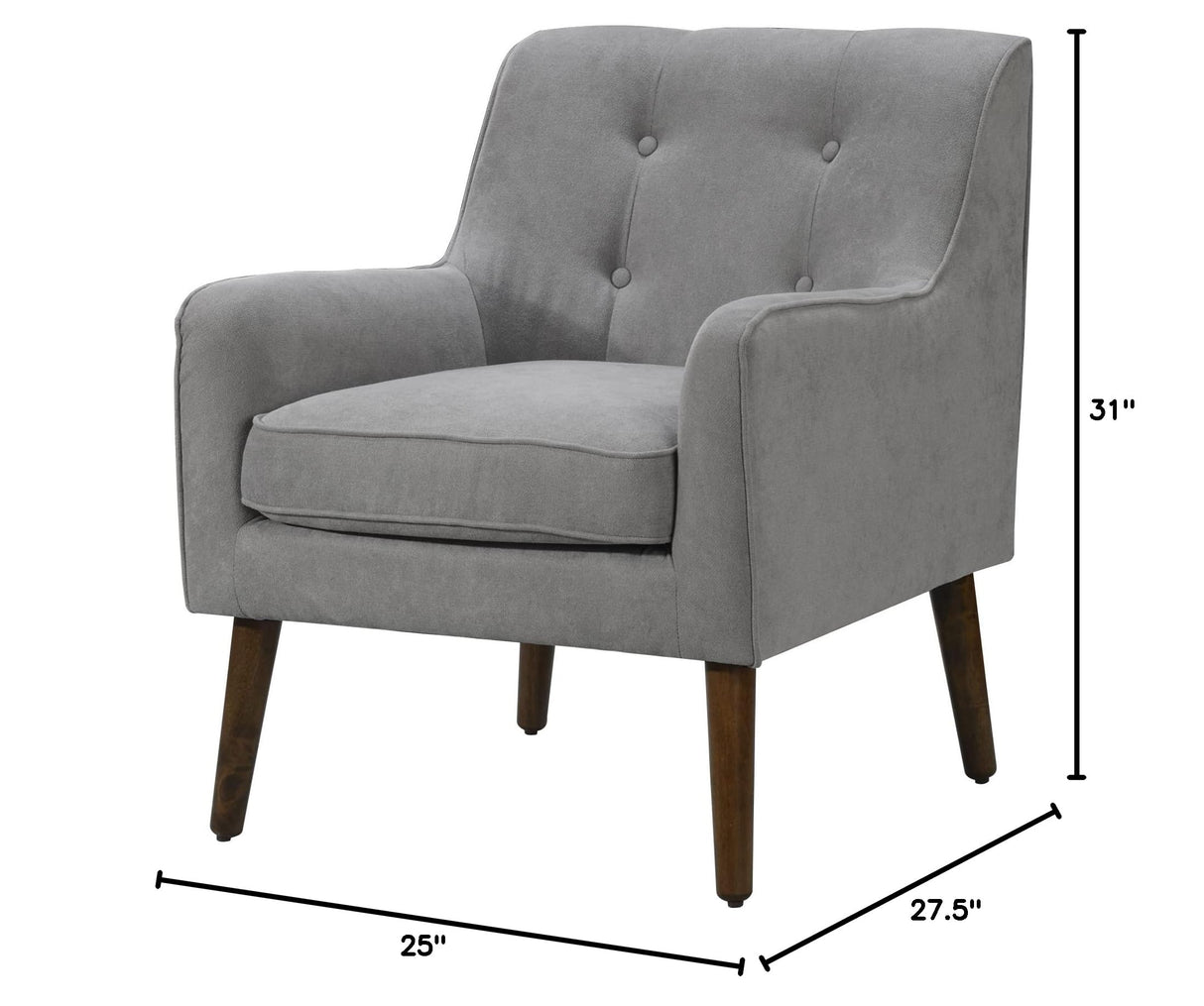 Ryder Mid Century Modern Steel Gray Woven Fabric Tufted Armchair