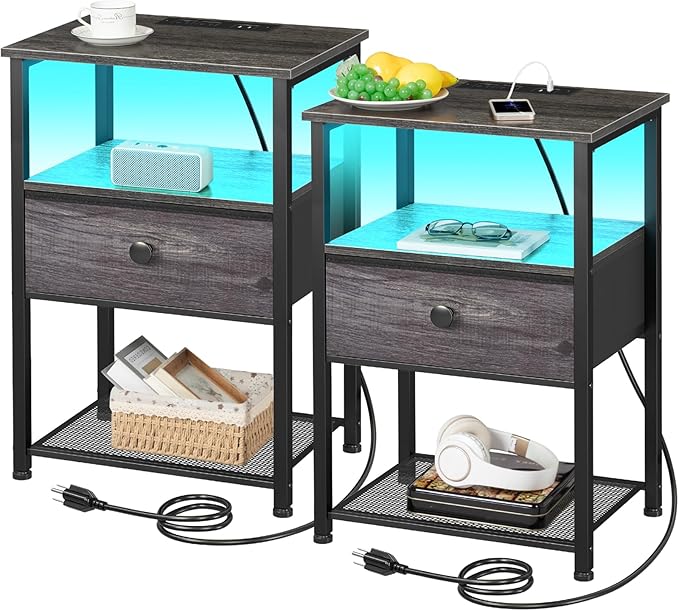 Night Stand Set 2, LED Nightstand