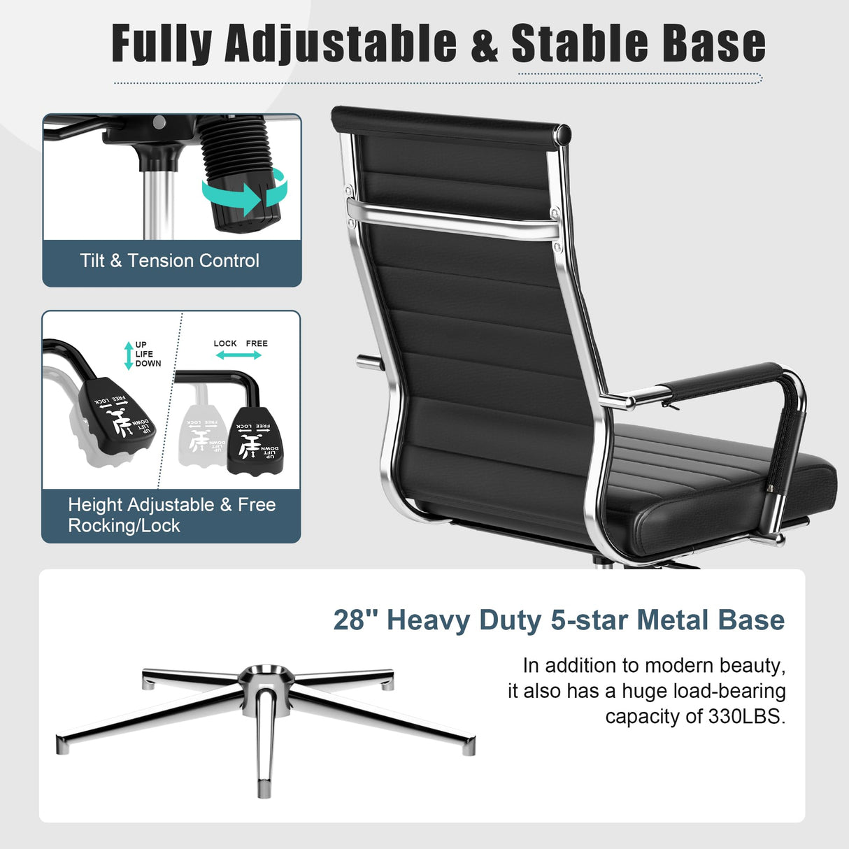 Office Desk Chair, Ergonomic Leather Modern Conference Room Chairs