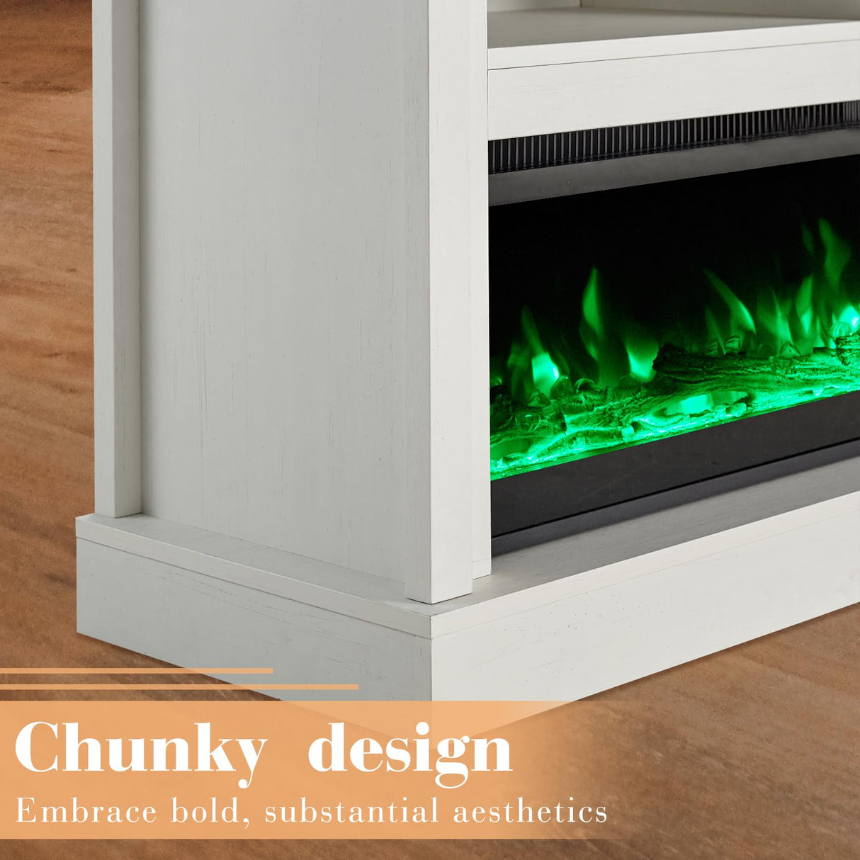 Fireplace TV Stand with 60ā Electric Fireplace, Chunky Entertainment Center