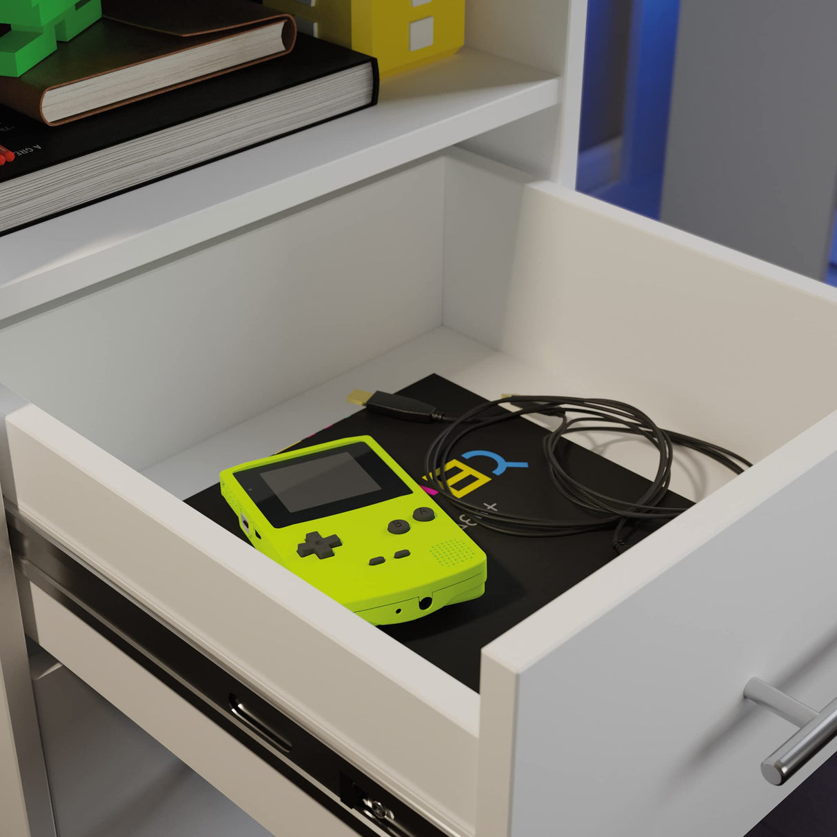 Miscellaneous Office Gaming Desk, L: 59.06" x W: 23.47" x H: 29.96", White finish