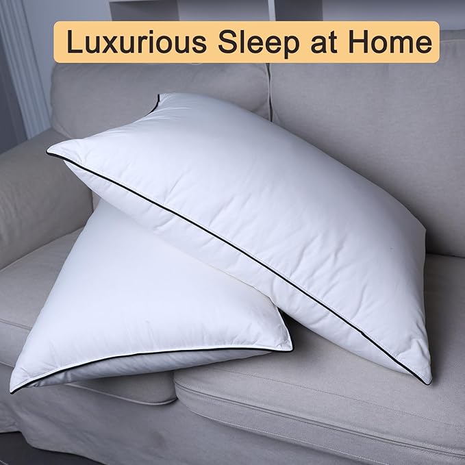 Set of 2 Luxury Down Fiber Pillow - Soft Down Fiber Pillows for Sleeping Breathable