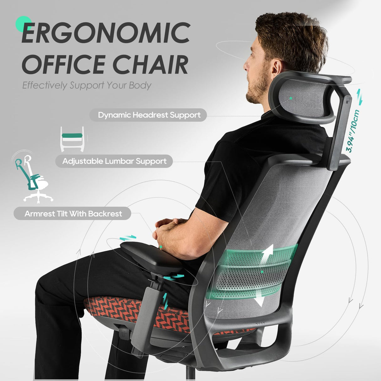Ergonomic High Back Mesh Office Chair with Adjustable Lumbar Support