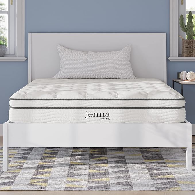 Jenna Innerspring and Foam Mattress-10-Year Warranty, Queen, White