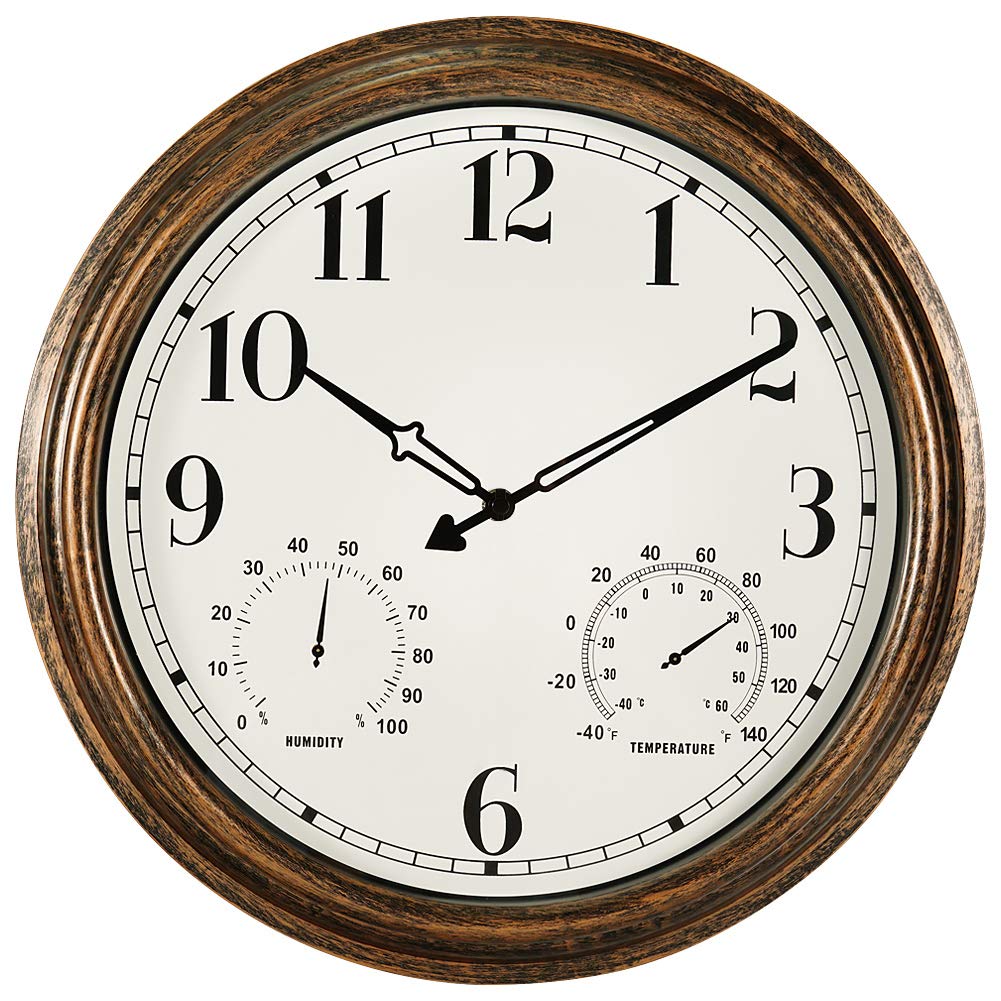 16 Inch Large Outdoor Wall Clock,Waterproof Vintage Non-Ticking Clock