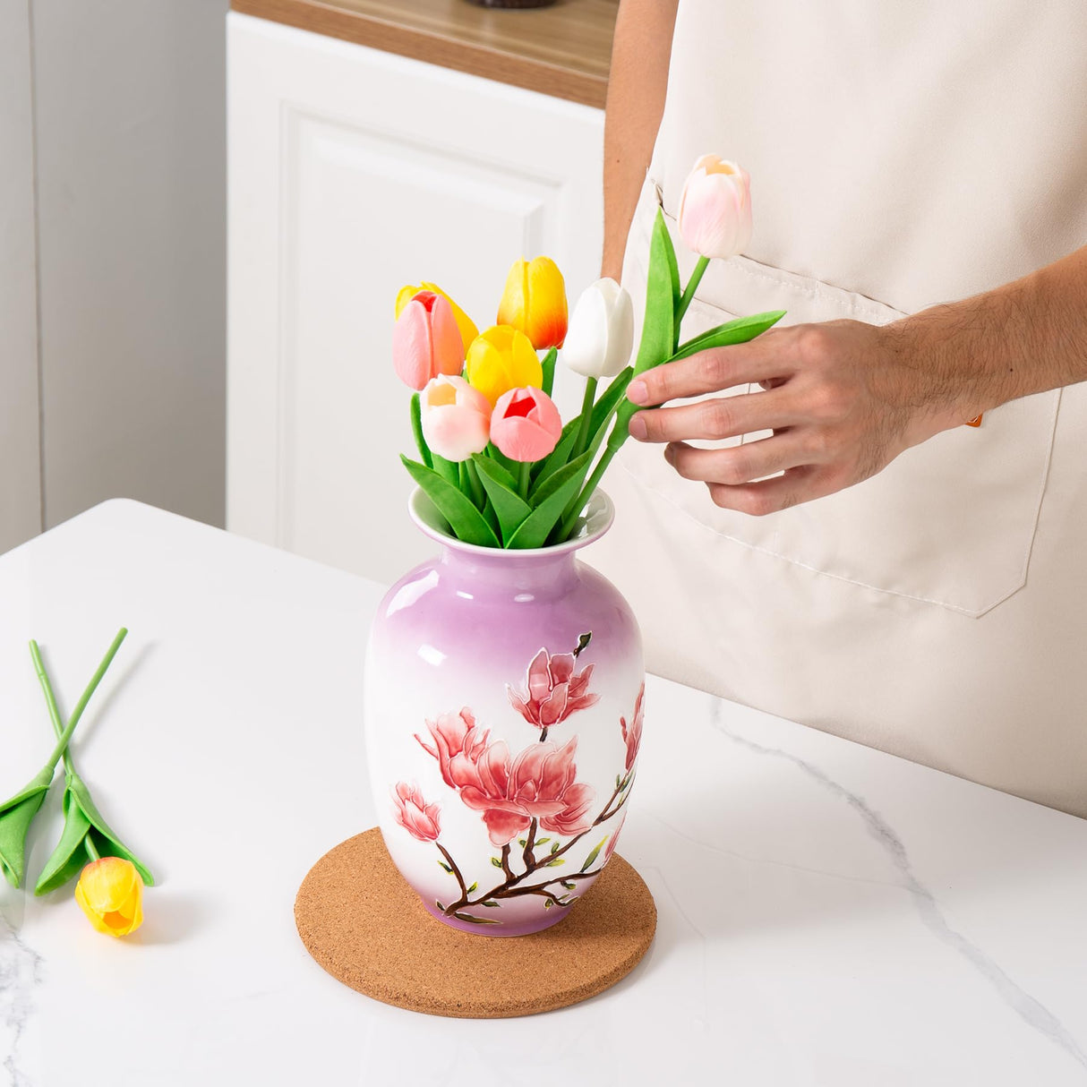 Ceramic Vase for Home Decor, Hand Painted Modern Vase Decor, Home Decorative Vase