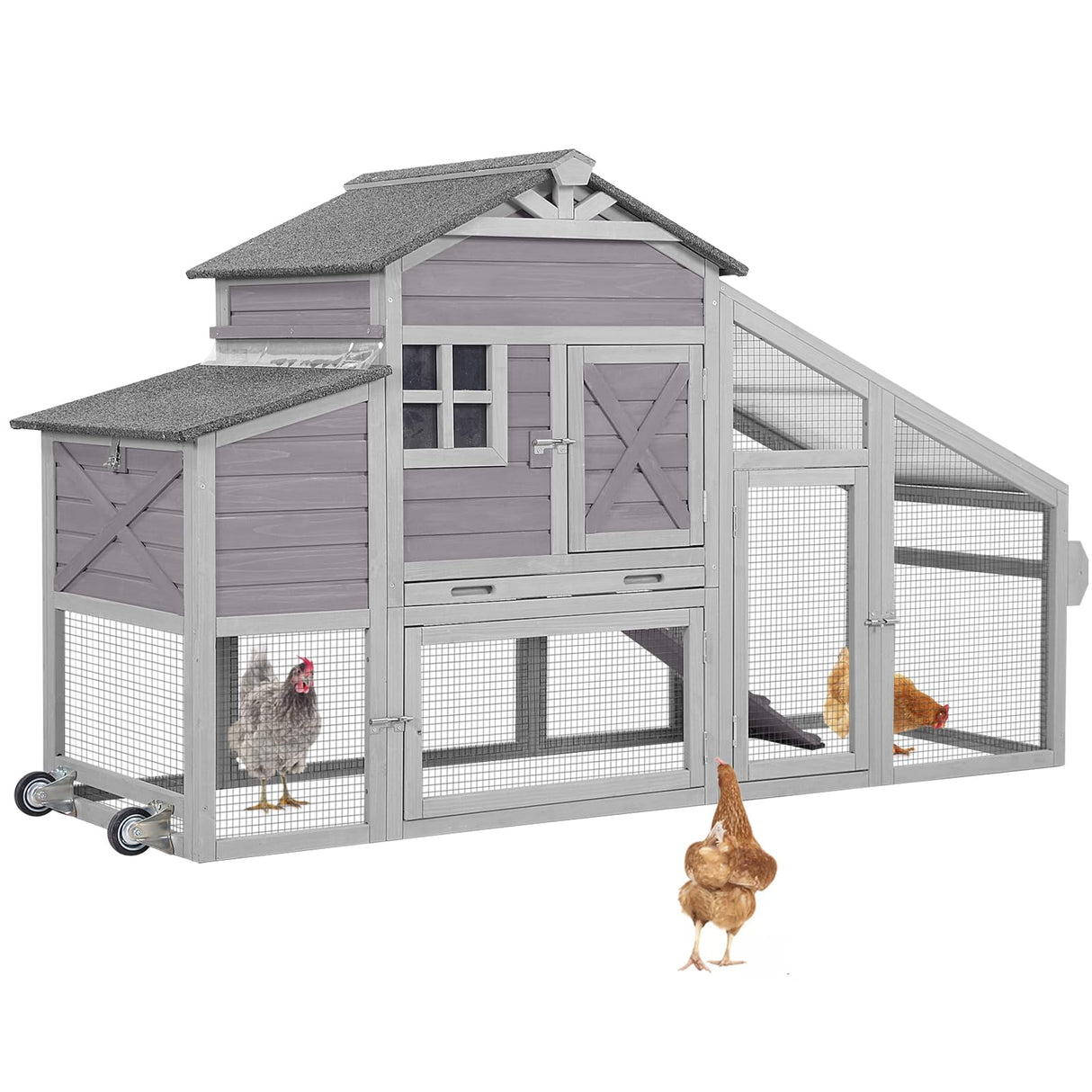 Chicken Coop with Large Nesting Box Outdoor Wooden Hen House