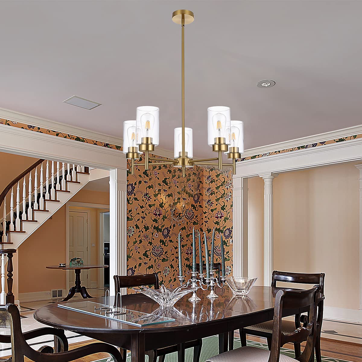 Light Farmhouse Chandelier for Dining Room Kitchen Island, Modern