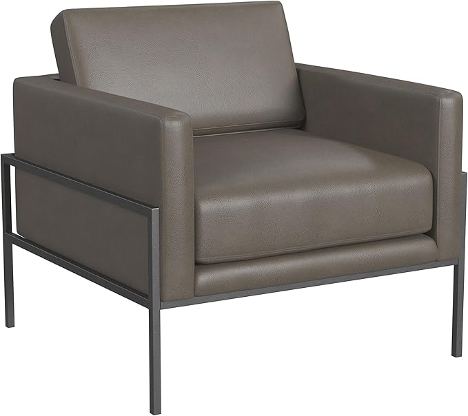 Modern Metal Frame Accent Chair Home Décor|Accent Chairs for Living Room & Bedroom - Sustainable Gray Woven