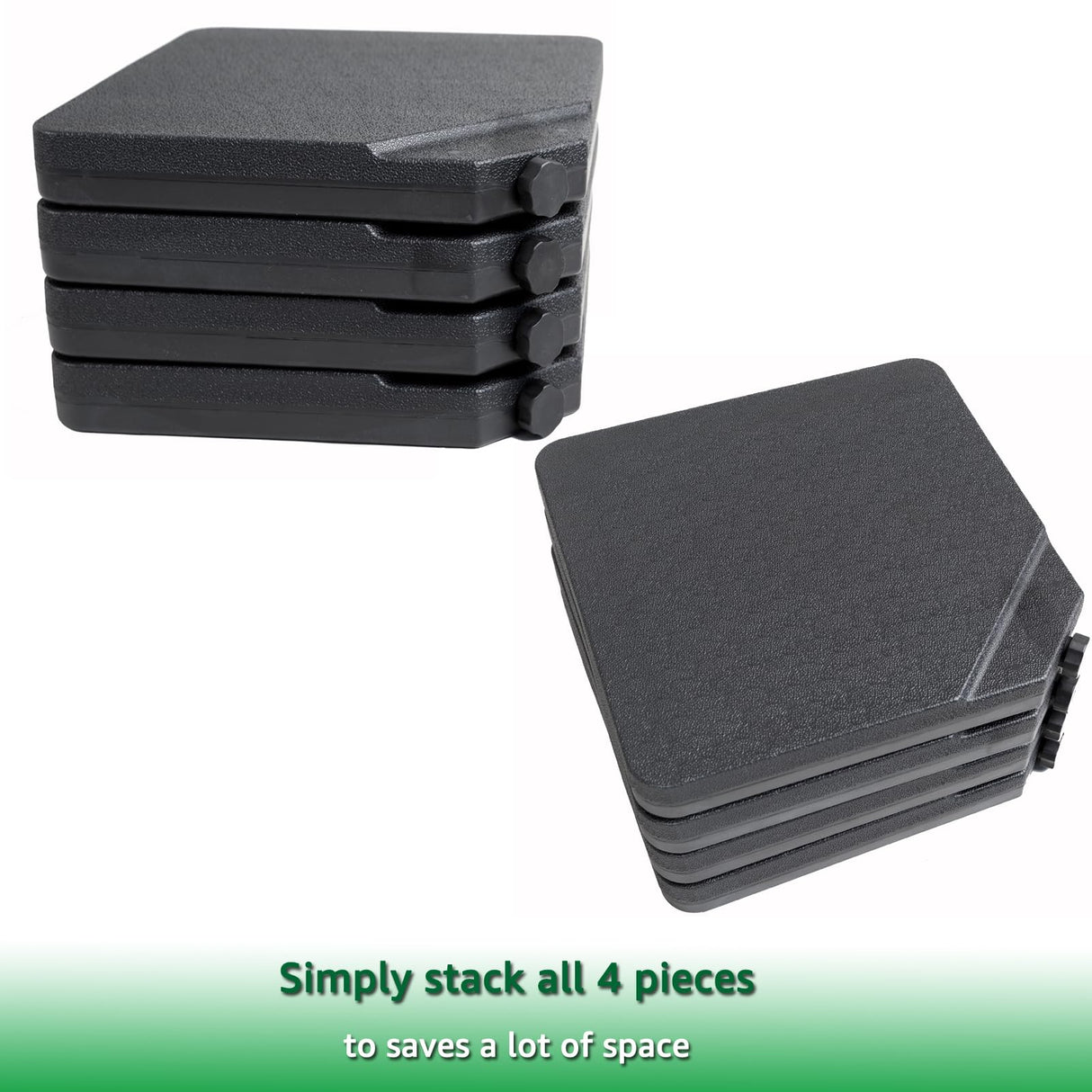 Helios&Hestia 4 Pcs Heavy Duty Water and Sand Fillable Patio Umbrella Base Stand, 255 lb Square Plastic Weight Set for Outdoor Cantilever Offset Umbrella, Black