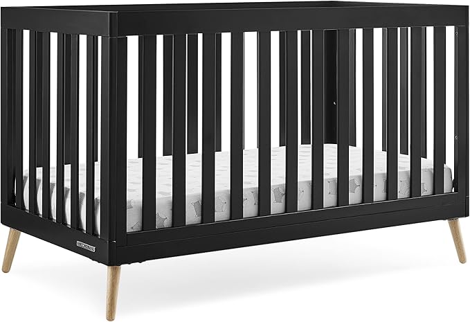 Essex 4-in-1 Convertible Baby Crib, Grey with Natural Legs