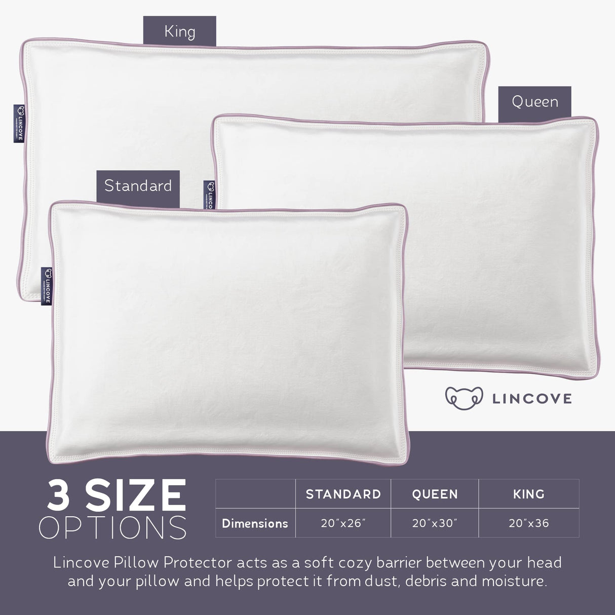 Cotton Sateen Pillow Protector Cover - Zipper Pillow Cover - 500 Thread Count Luxury