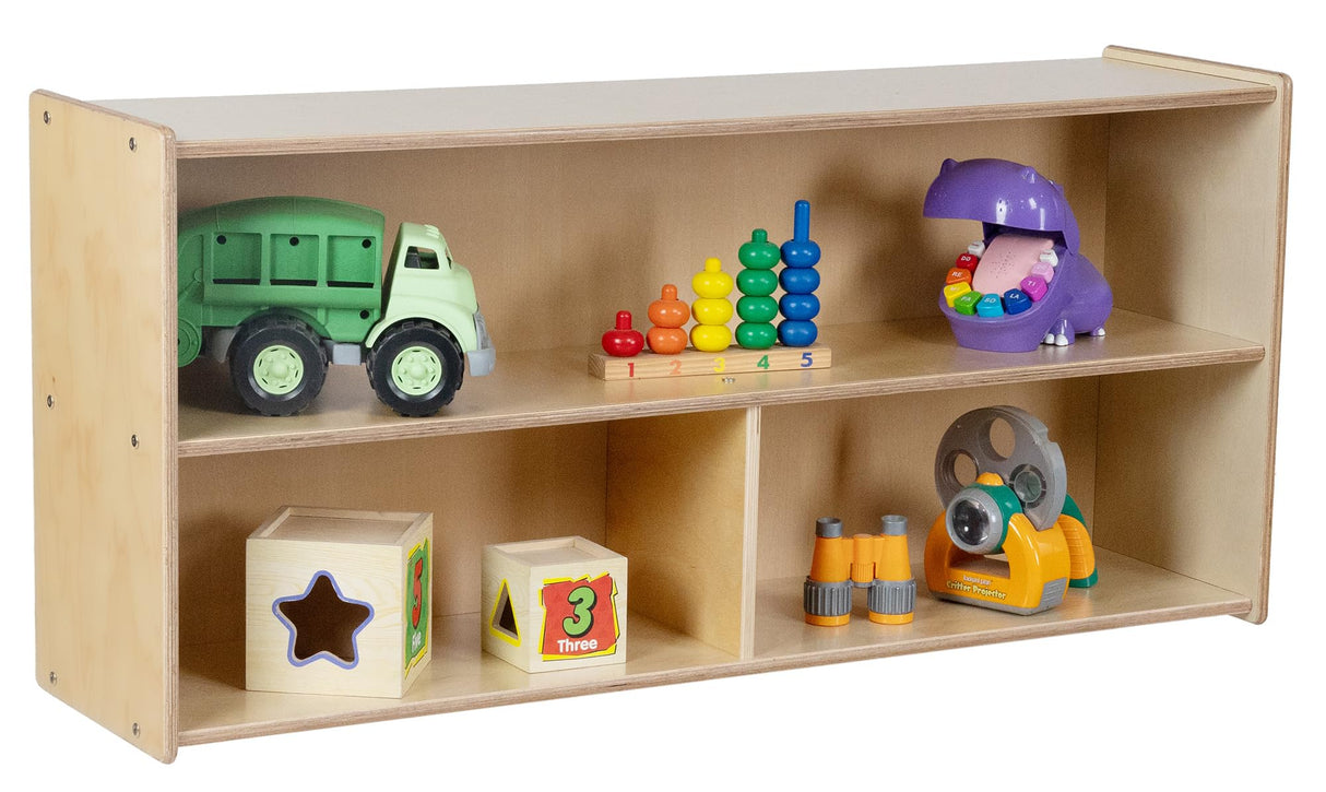 2-Shelf Kids Bookshelf & Toy Storage Organizer | 3-Section Montessori Shelves for Home