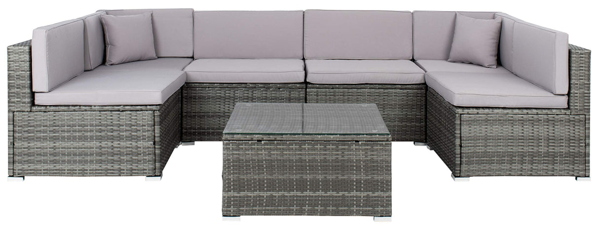 PAT7510B-2BX Collection Sectional Diona Grey Outdoor Living Patio Set, Grey/Grey