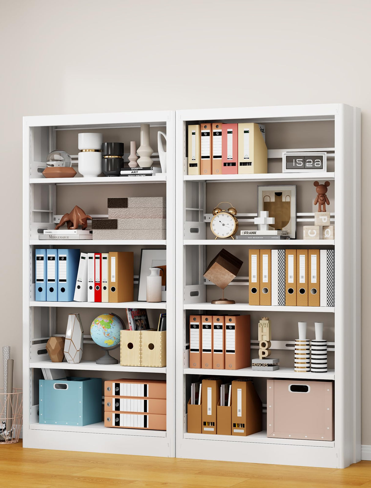 Bookcase,71" Tall Metal Bookshelf,5-Tier Open Bookshelves with Adjustable Storage Shelves