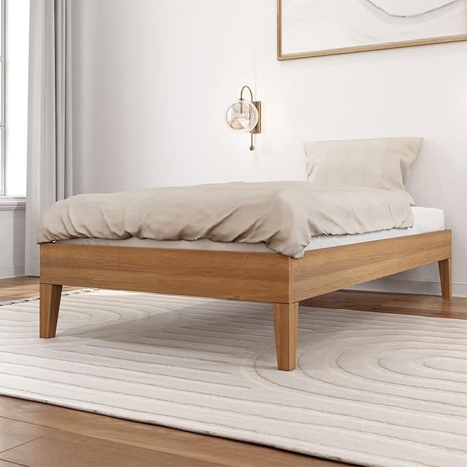 Solid Wood Platform Bed Frame, Strong Wood Slat Support