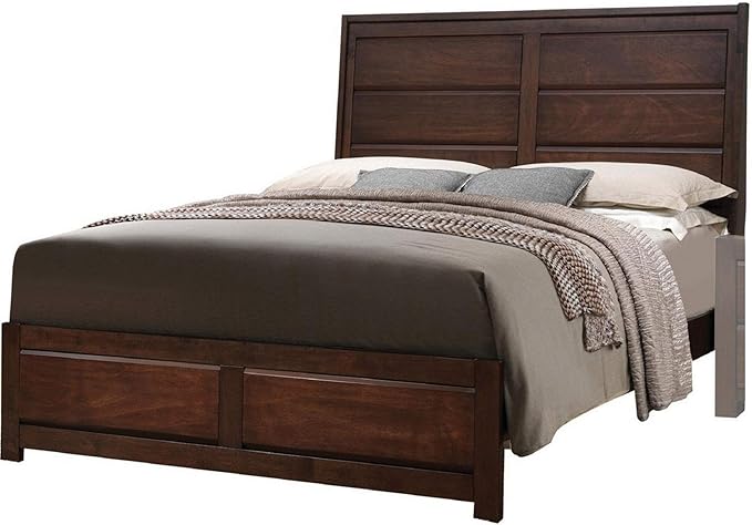 Raised Panel Design Wooden Eastern King Bed with Sleek Legs, Brown