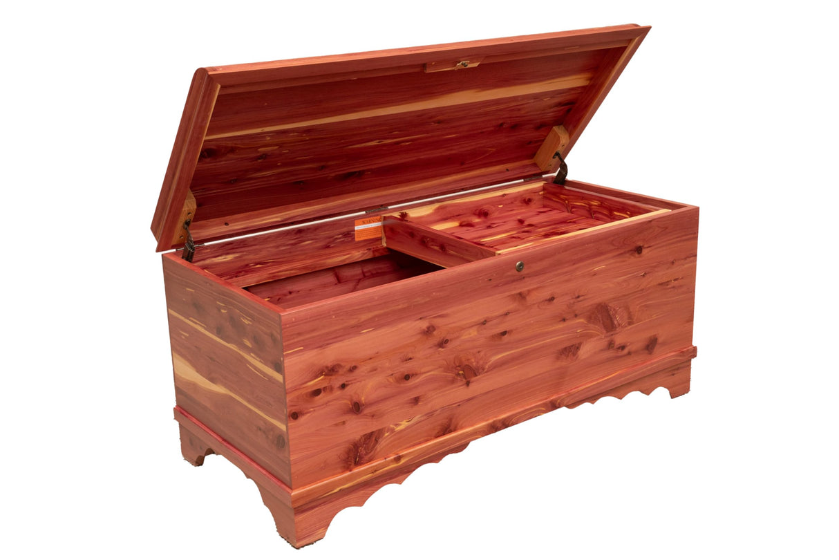 Cedar Hope Chest with Waterfall Top – Amish Cedar Chest w/ Anti-Slam Hinges