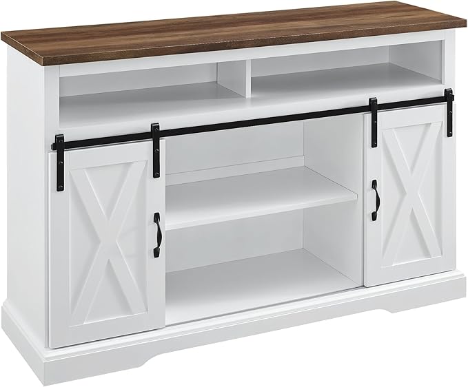 Clayton Farmhouse Sliding Double Barn Door TV Stand for TVs up to 58 Inches