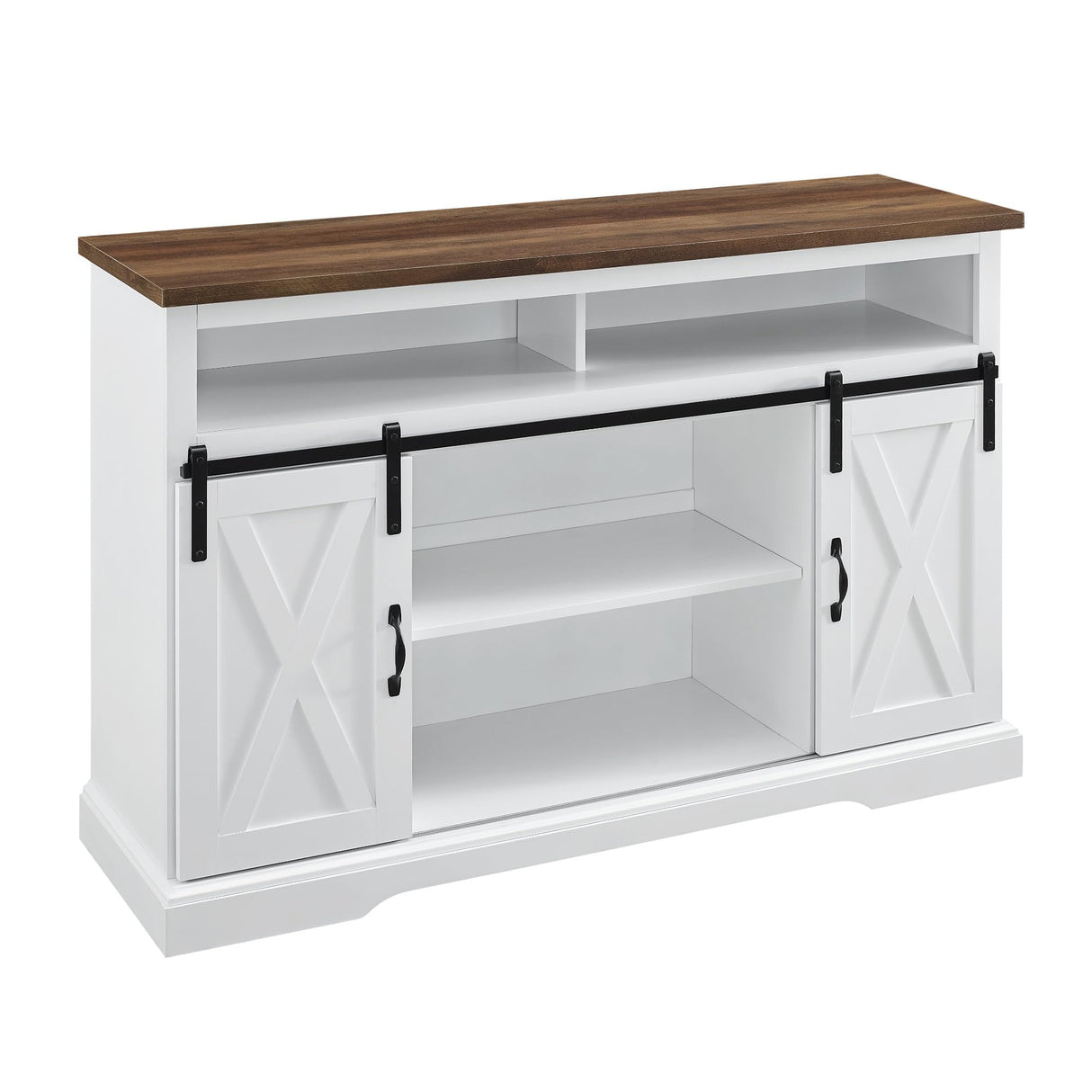 Clayton Farmhouse Sliding Double Barn Door TV Stand for TVs up to 58 Inches