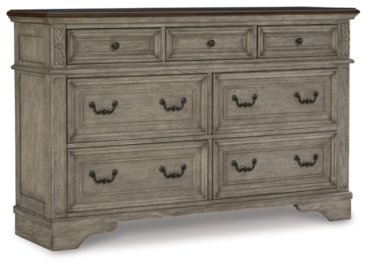 Londenbay Classic Farmhouse 7 Drawer Dresser, Brown & Gray