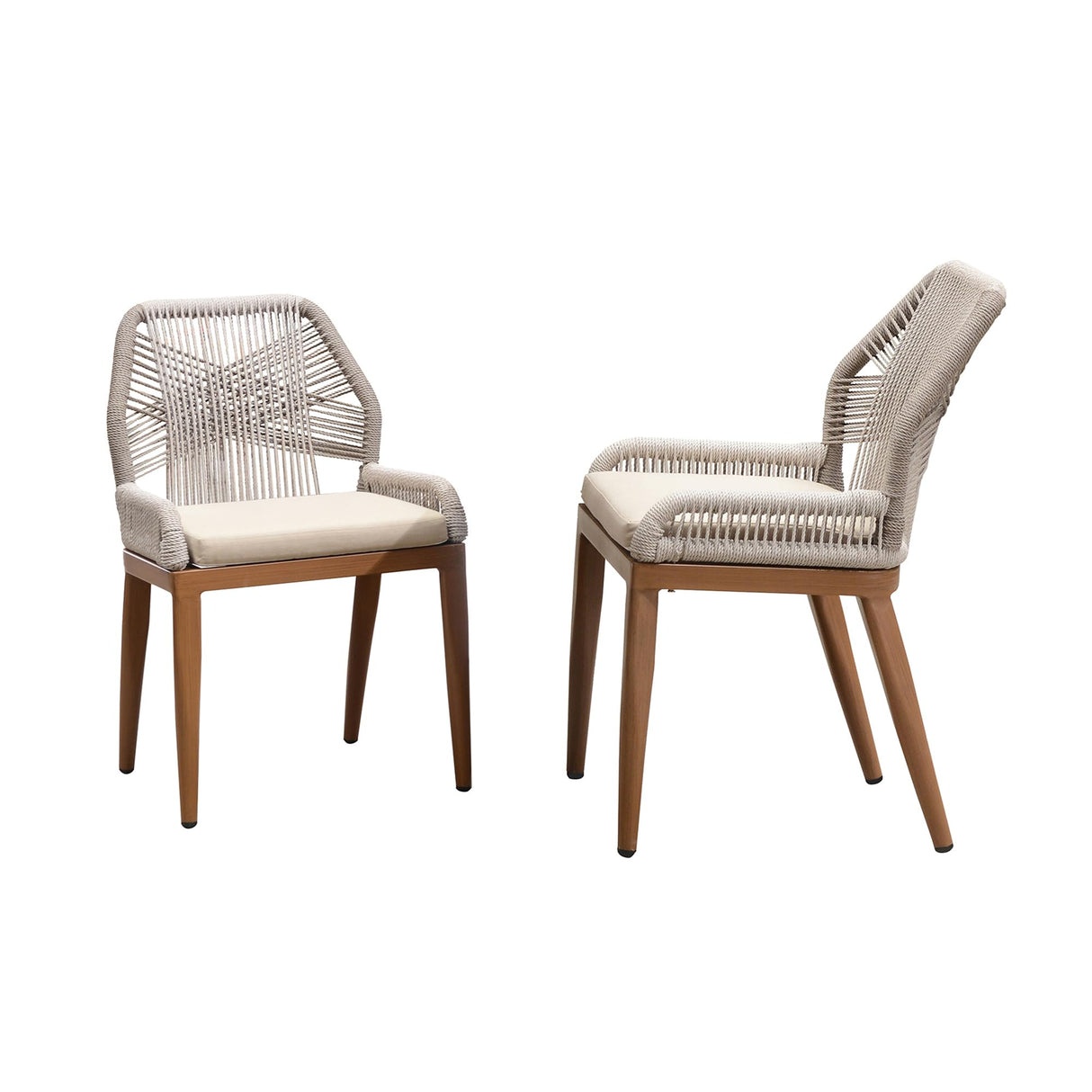 Patio Dining Chair Set 2 Pieces Aluminum Modern Furniture Seating for Garden