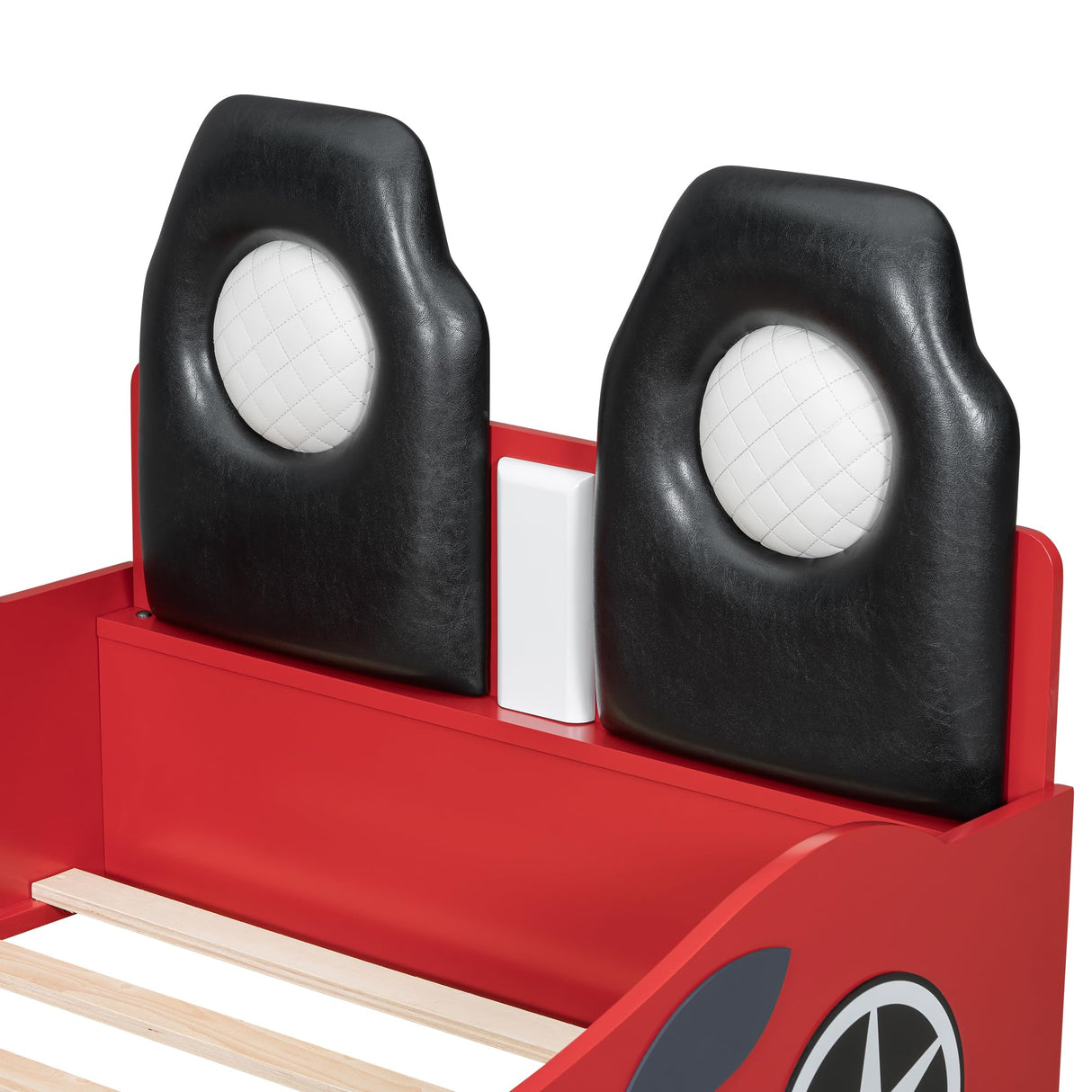 Twin Race Car Bed with LED Lights and Guardrails