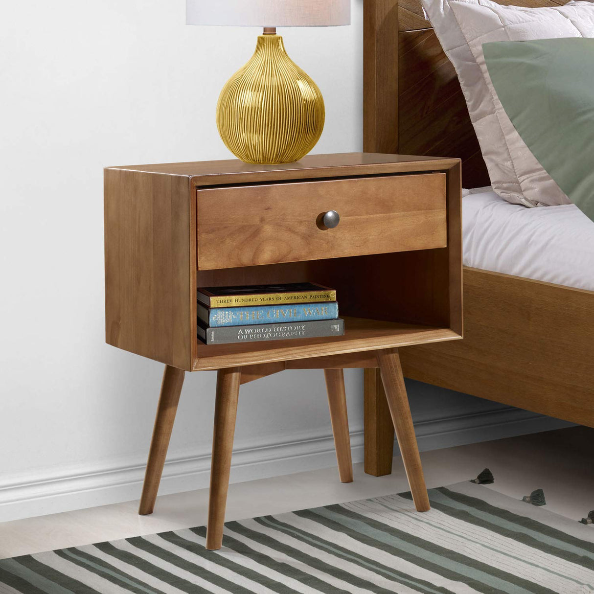 Mid Century Modern Wood Nightstand Side Table