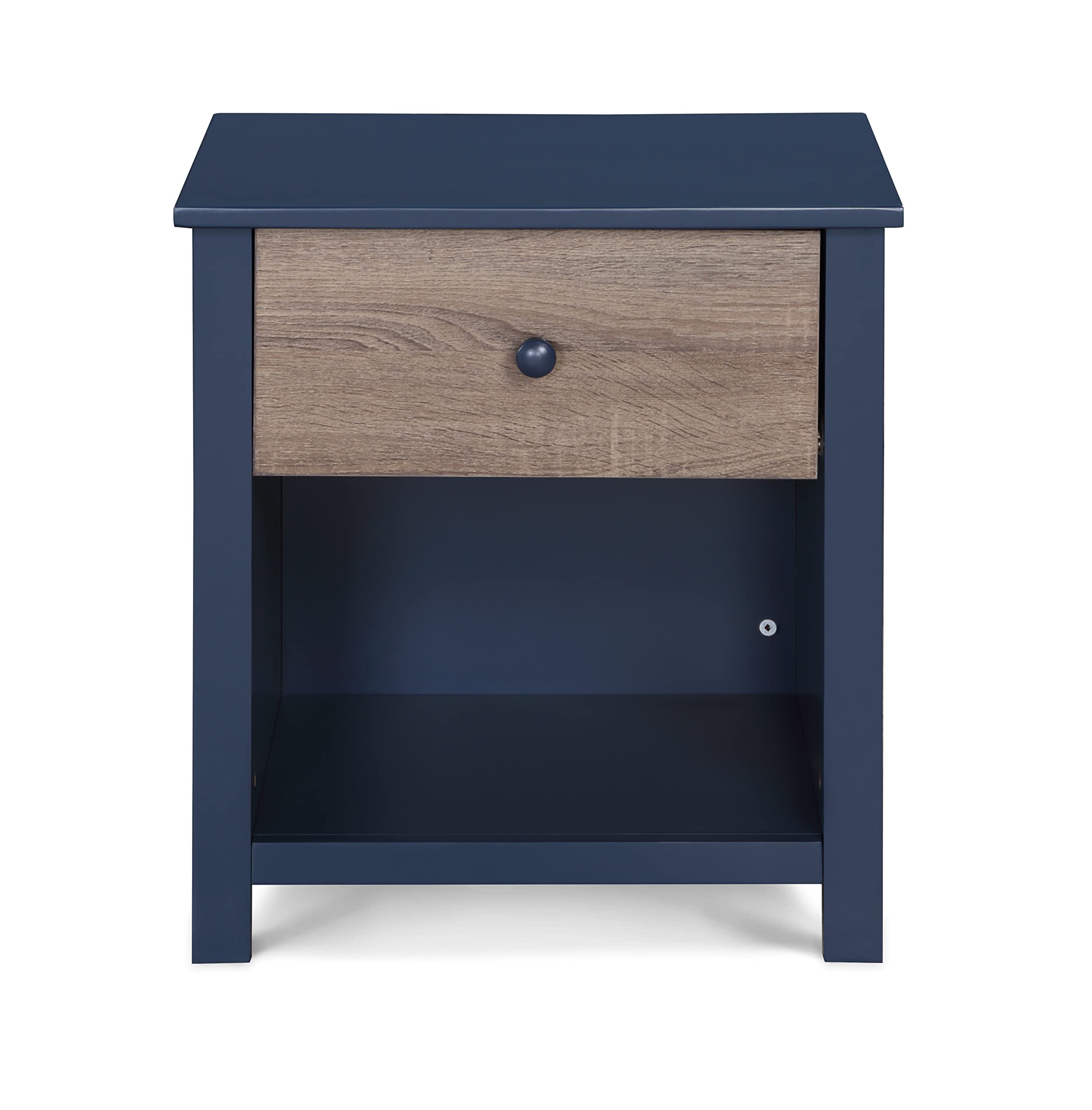 Olive & Opie Connelly Nightstand in Midnight Blue and Vintage Walnut