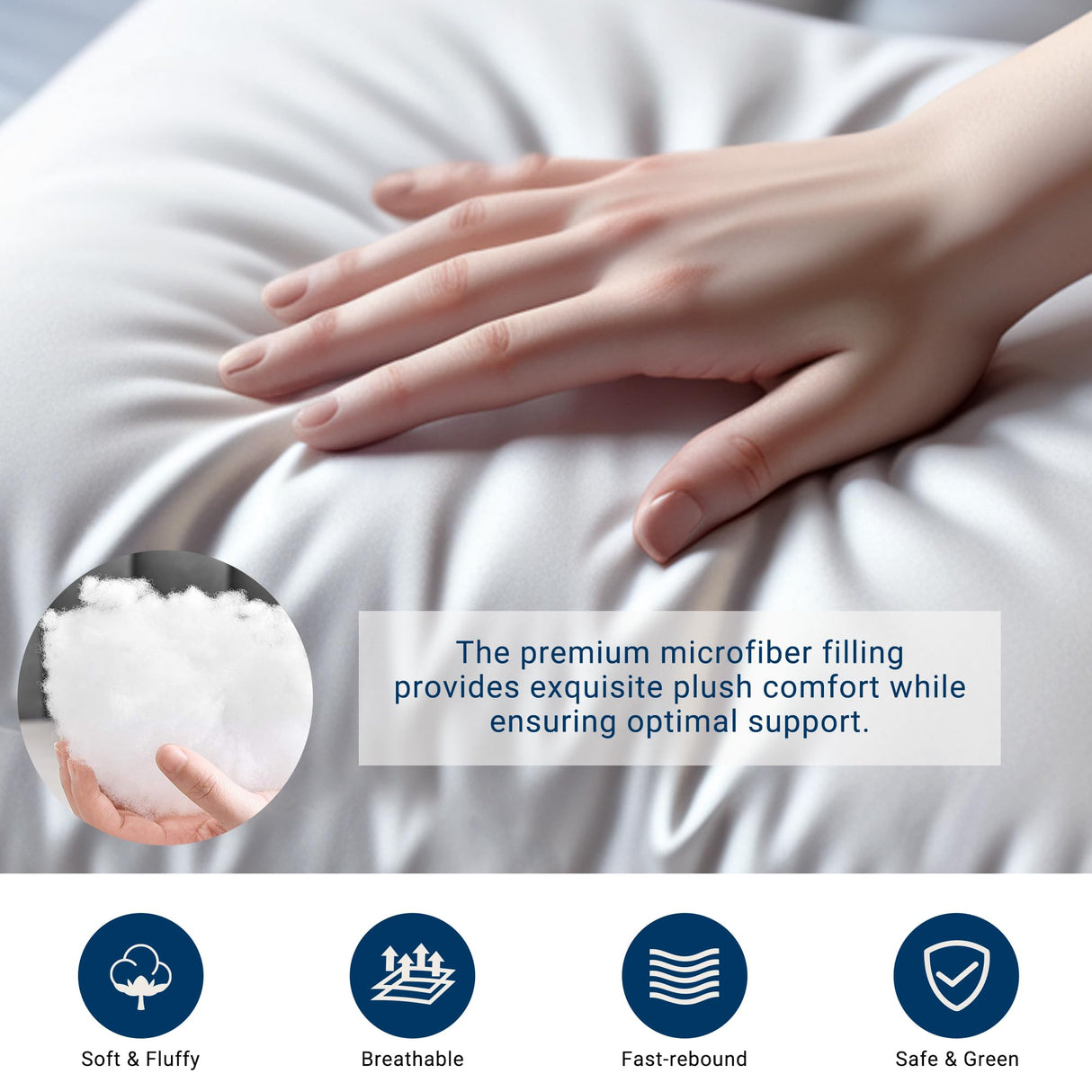 Yuexiu Pillows Standard Size Set of 2, Cooling and Supportive Hotel Quality Pillows for Side, Back and Stomach Sleepers, Luxury Fluffy Down Alternative Plump Filling Soft Bed Pillows for Sleeping