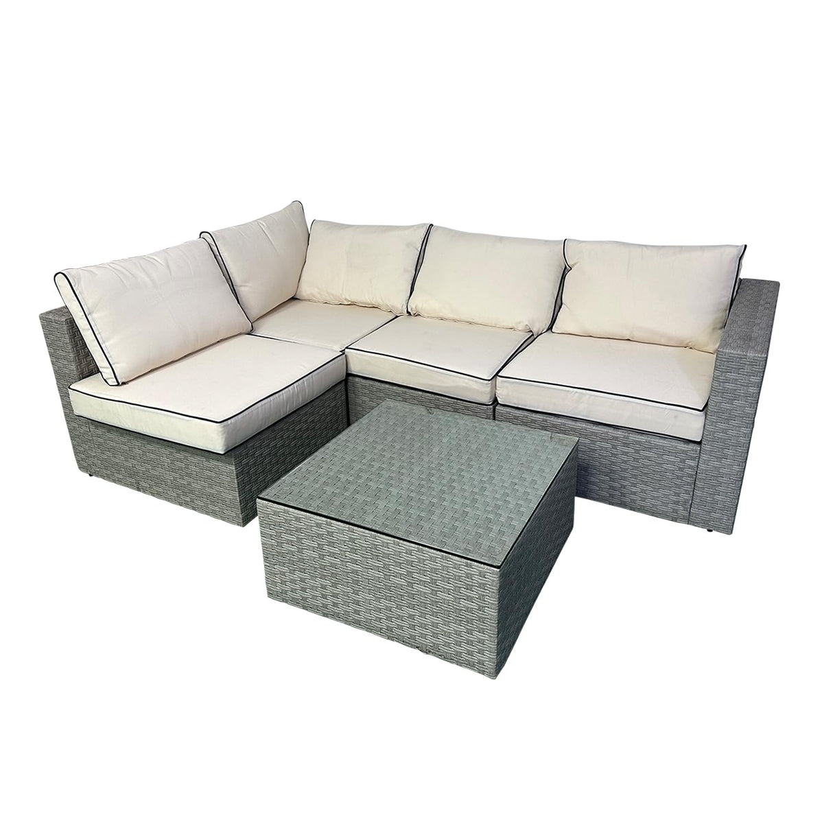 5 Piece 4 Seats Outdoor Patio Furniture Sets, Garden Conversation Wicker Sofa Set