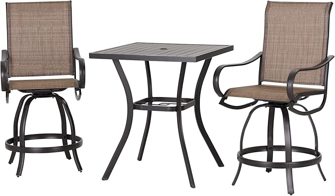 Outdoor Bar Stool, Patio Counter Height Sling Fabric Bar Chairs Set of 4