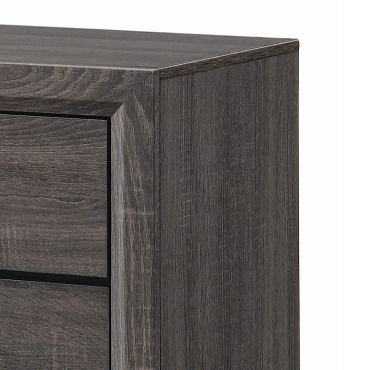 Nightstand with 2 Drawers and Chamfered Legs, Gray and Black