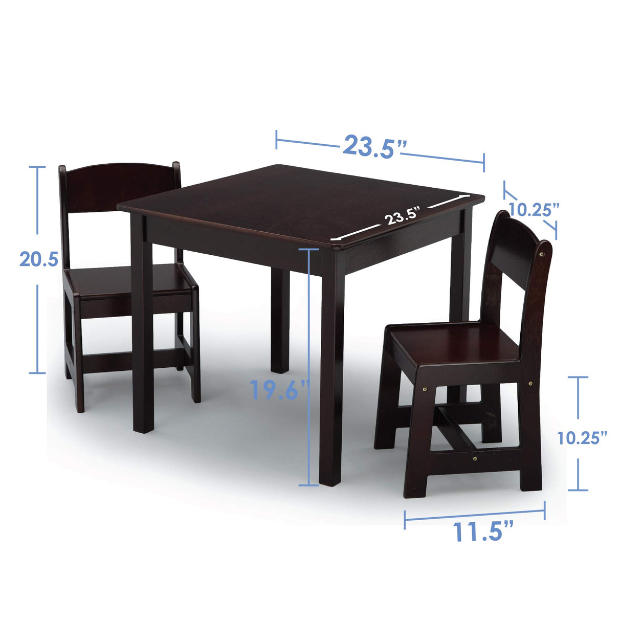 MySize Kids Wood Table and Chair Set (2 Chairs Included) - Ideal for Arts & Crafts