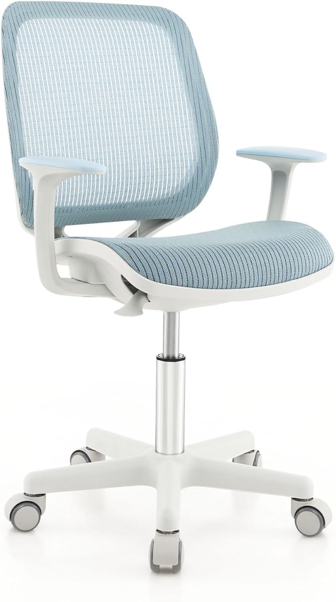 Height Adjustable Children Study Computer Chair with Armrests, Sit-Brake Casters, Swivel