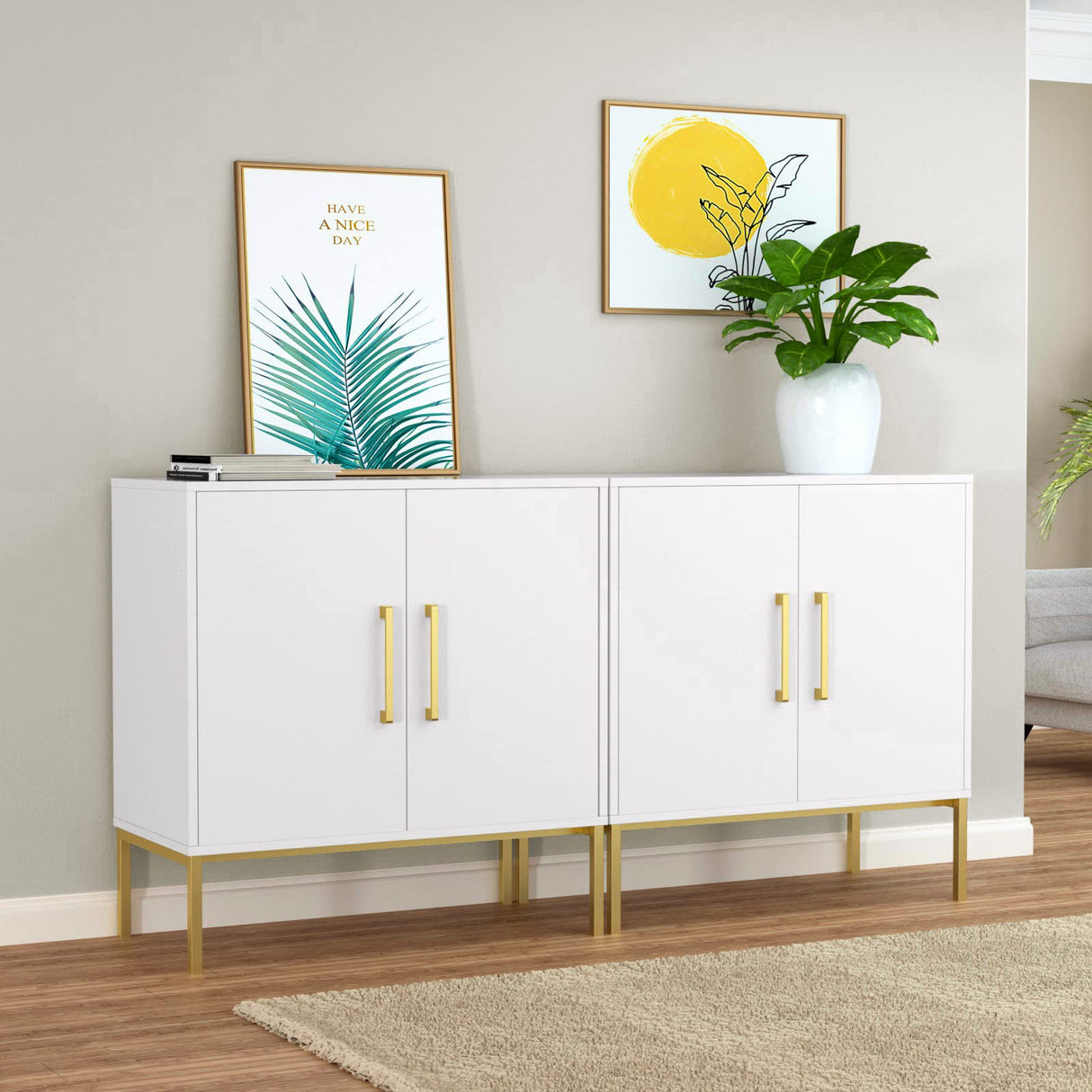 Buffet Sideboard Cabinet with Storage, Modern Wooden Free Standing Cabinet