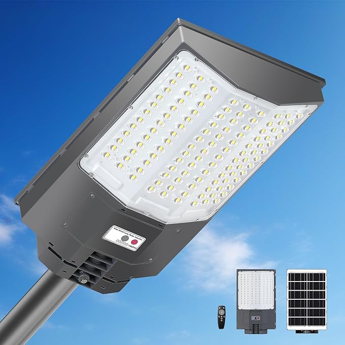 Street Lights Outdoor, 650000LM 7000K Solar Parking Lot Lights Dusk