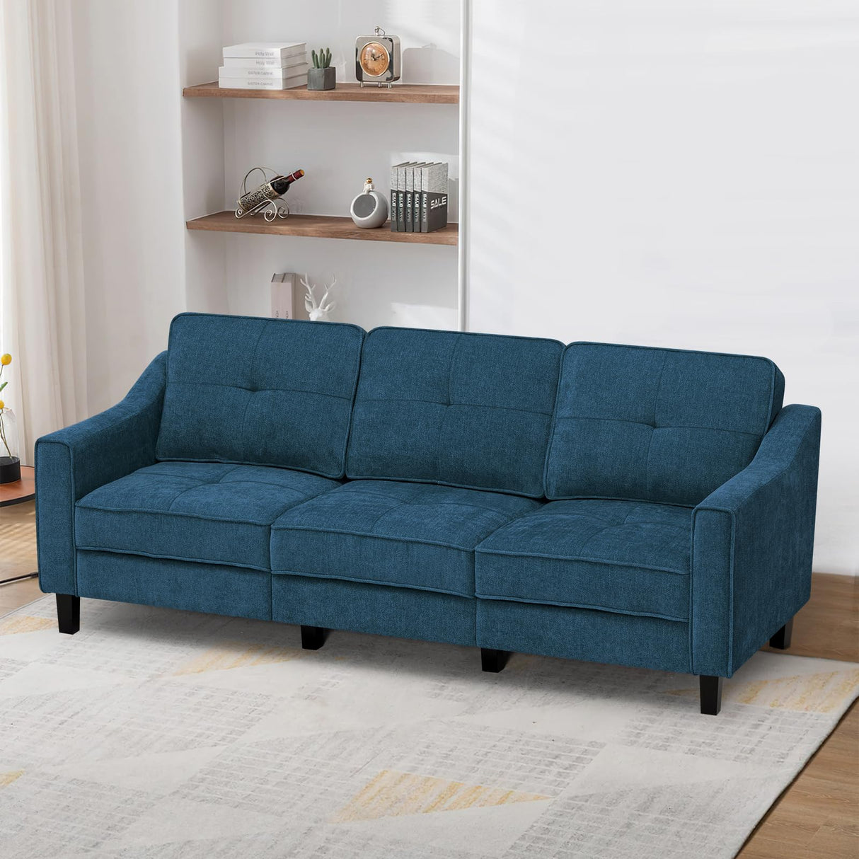 84” Fabric 3-Seaters Sofa with Tufted Backrest, Chenille Modern Sofa
