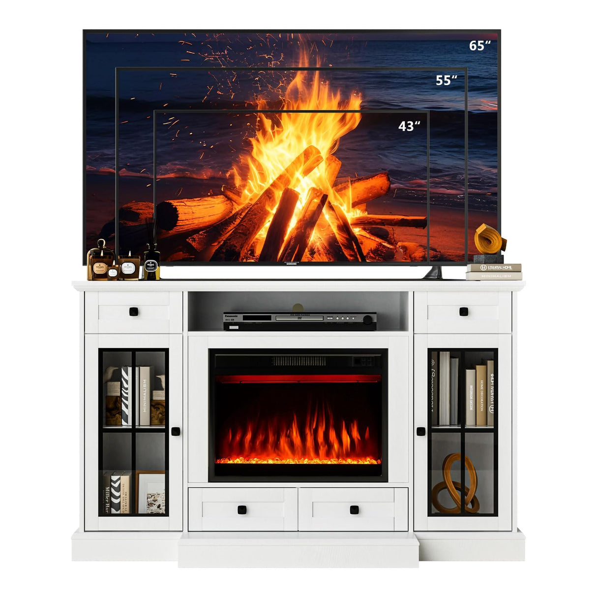 58” Fireplace TV Stand for TVs up to 65 Inch, Entertainment Center with 23" Electric