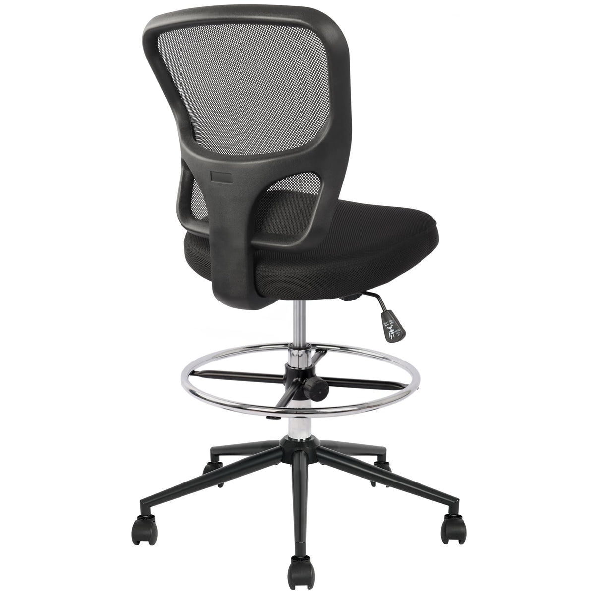 Ergonomic Drafting Chair with Footrest - Adjustable Height Tall Office Stool