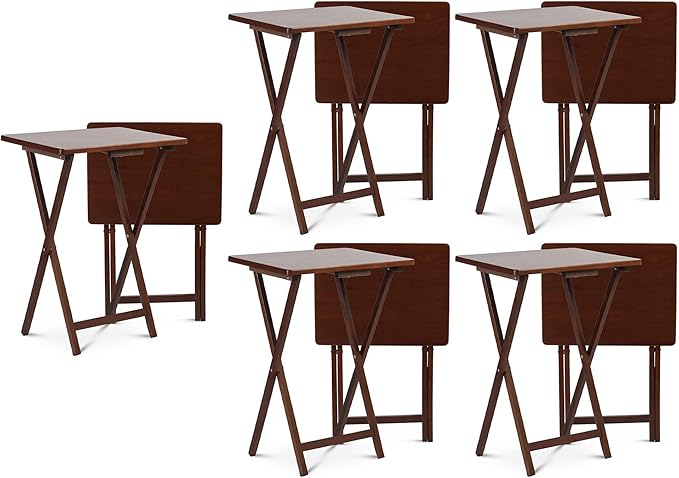 Black Wooden Folding TV Tray Tables - Portable Snack Table Set (2–10 pcs)