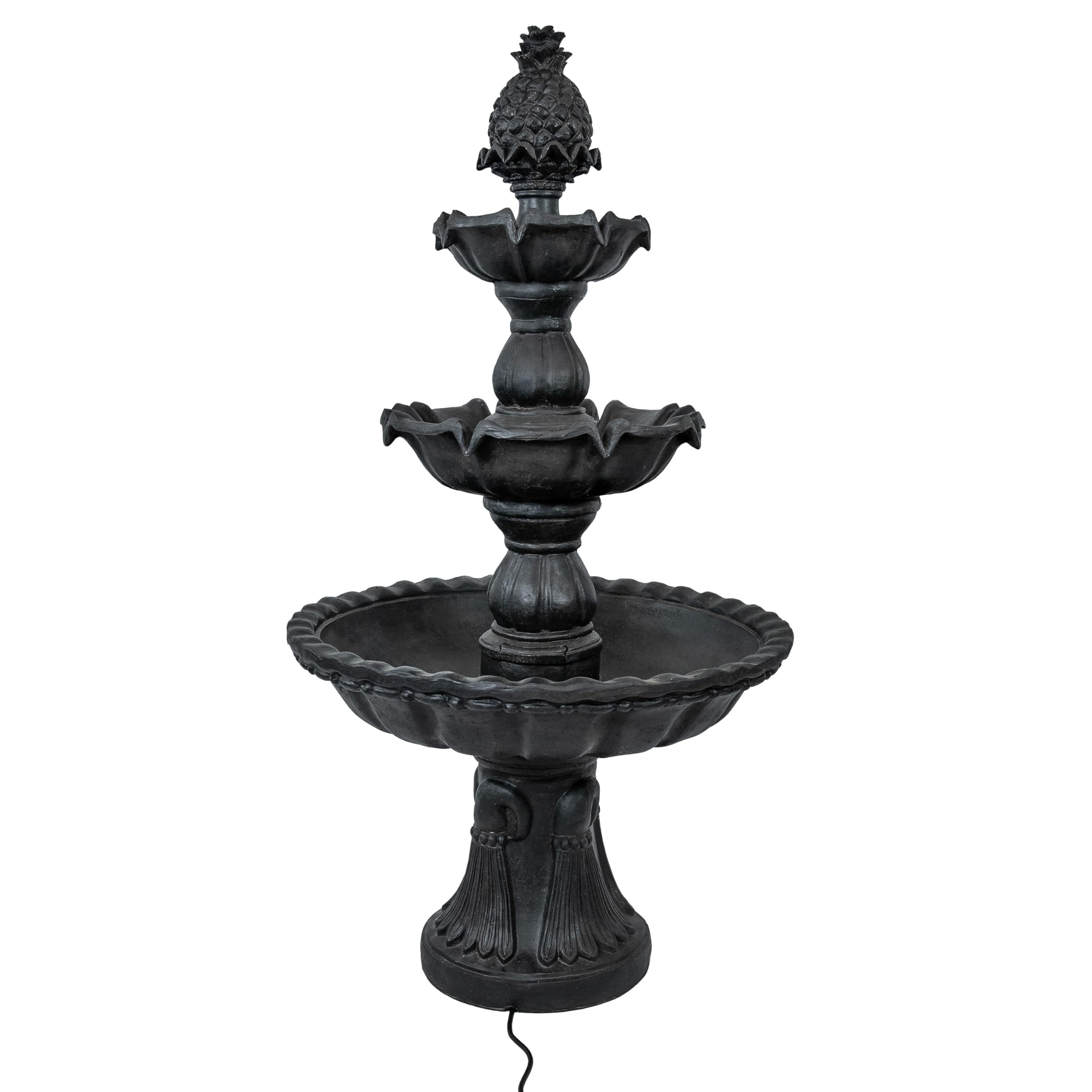 57" H Welcome 3-Tier Water Fountain - Large Electric Water Fountain with Pineapple Topper for Garden