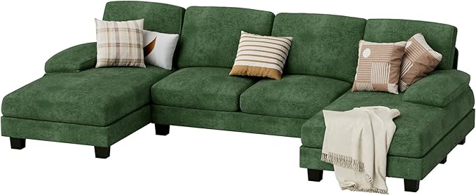 U Shaped Couch with Chenille Fabric Sectional Couches for Living Room