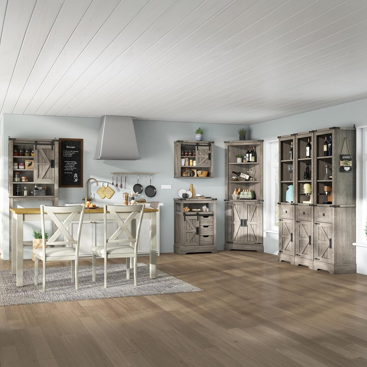 5-Piece Rustic Bathroom Storage Cabinet Set, Wall, Floor, Slim, Corner