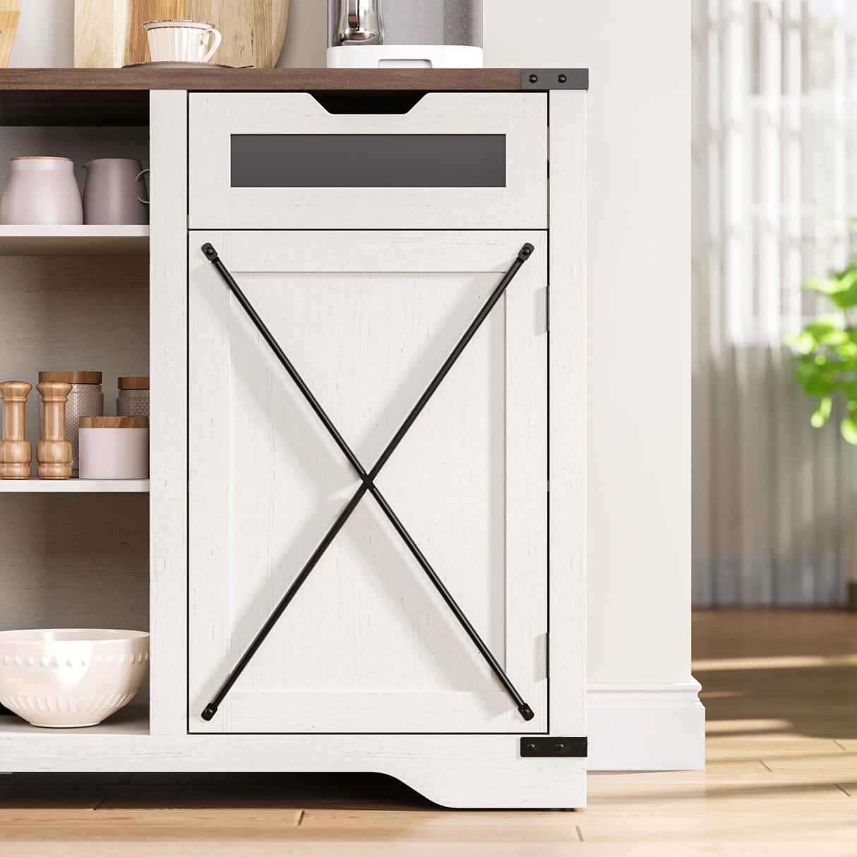 Farmhouse Buffet Cabinet with Storage, 60" Large Sideboard Cabinet