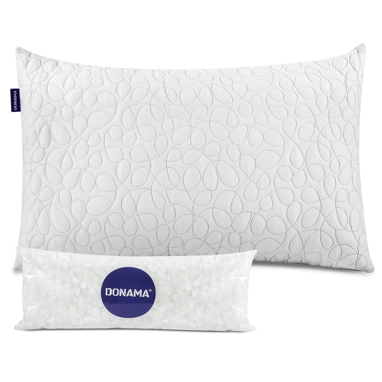 Adjustable Bed Pillows for Sleeping, Shredded Memory Foam Pillows with 200g Extra Filling
