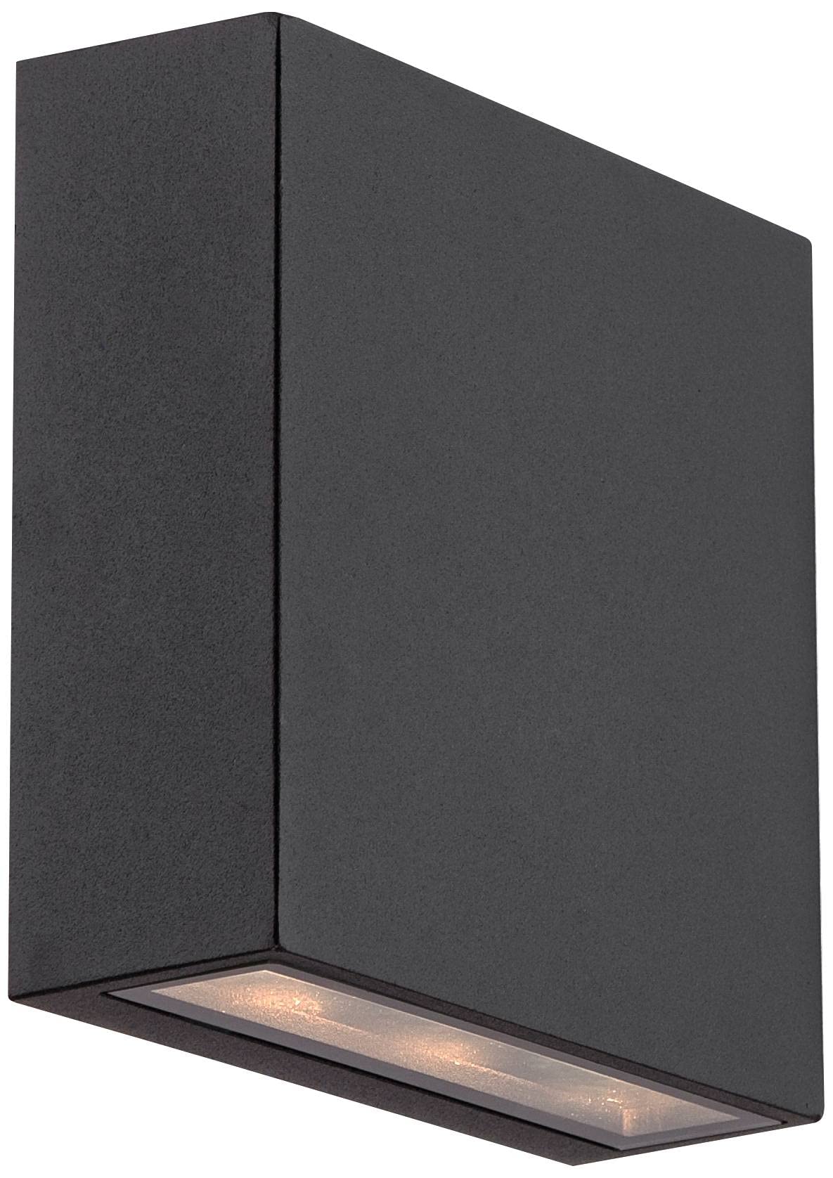 Possini Euro Design Stanford Modern Outdoor Wall Lights Set of 2 Black Metal LED Downlight 5 1/2" Tempered Glass for Exterior House Porch Patio Outside Deck Garage Yard Front Door Garden Home