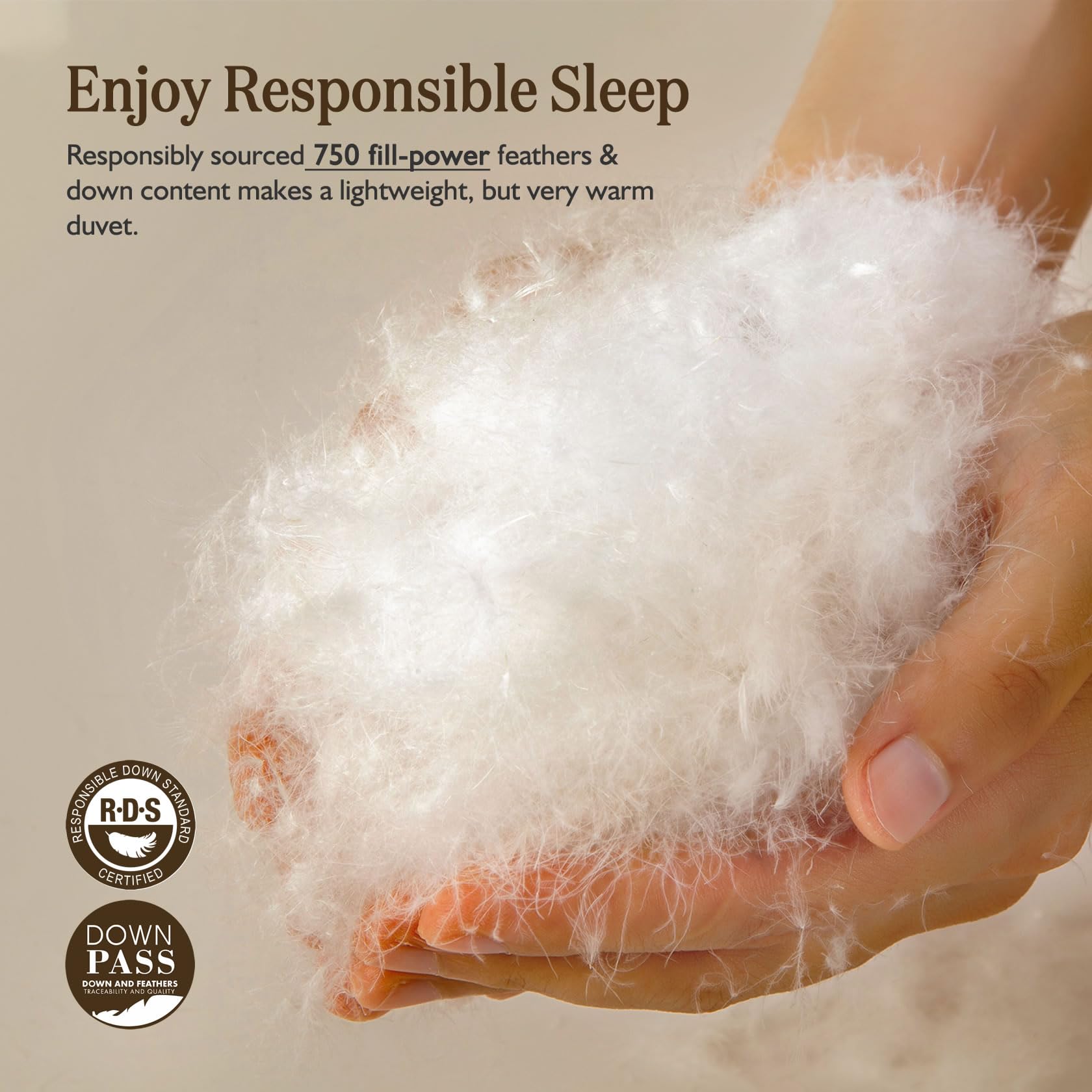 Organic Down Comforter King Size Fluffy Duvet Insert for All-Season | Hotel Luxury 100%